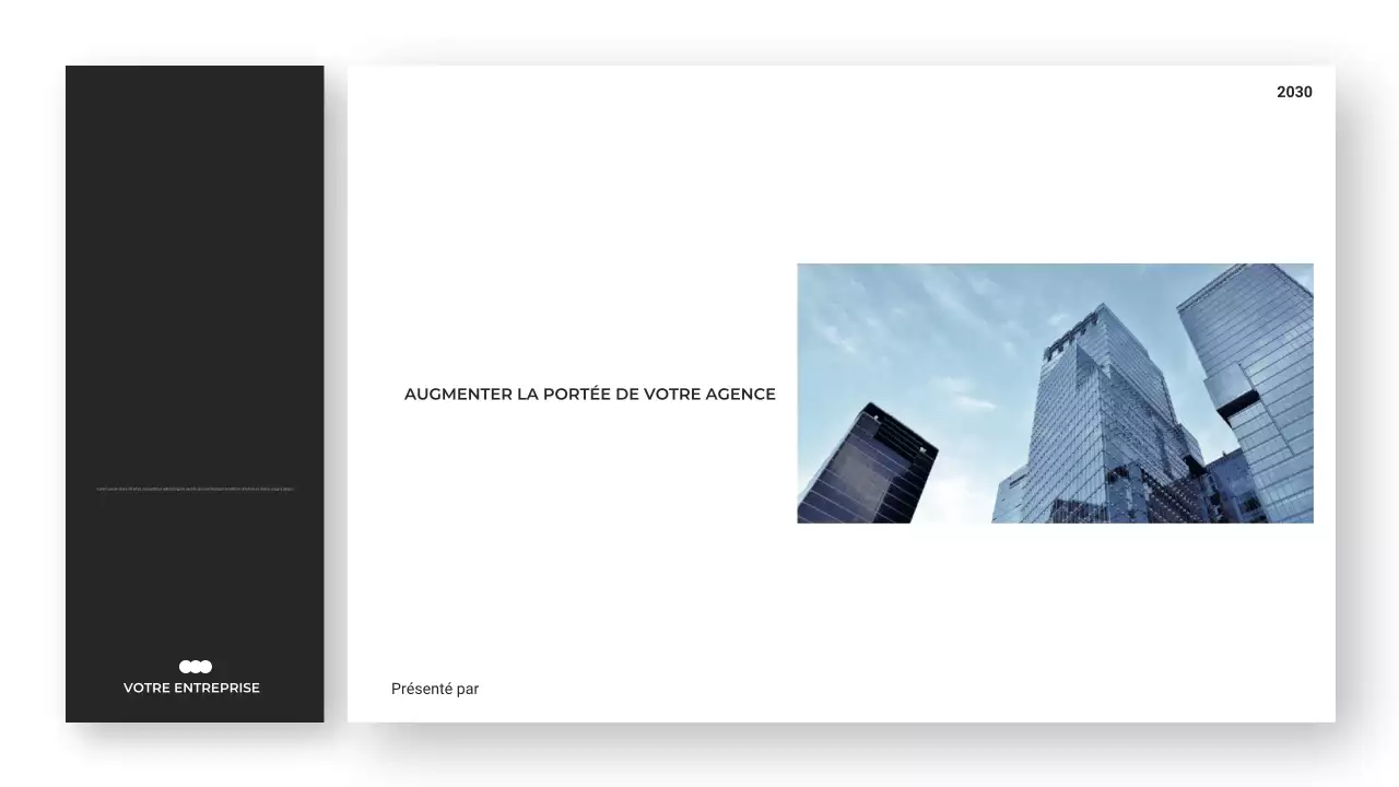 Présentation minimaliste et moderne d'une agence de conseil