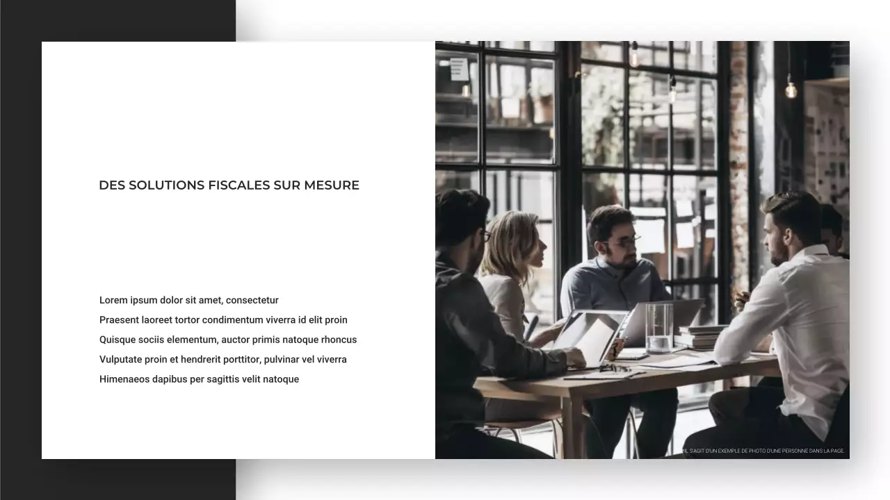 Présentation minimaliste et moderne d'une agence de conseil