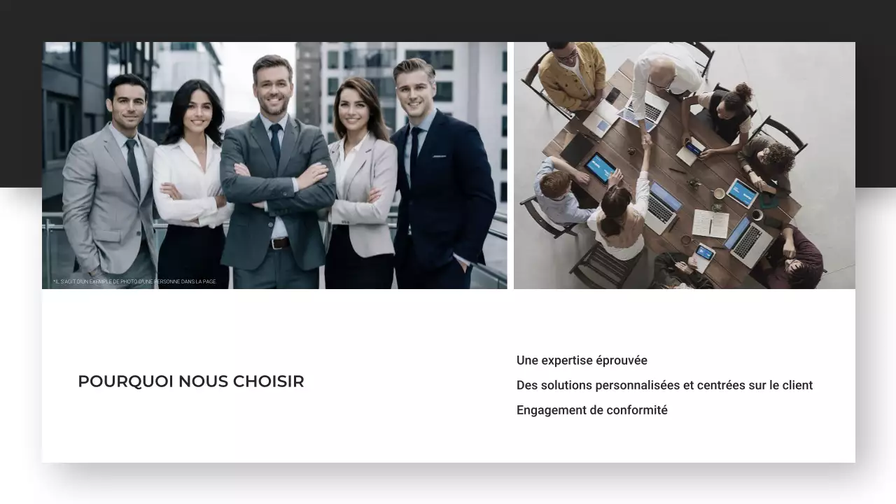 Présentation minimaliste et moderne d'une agence de conseil