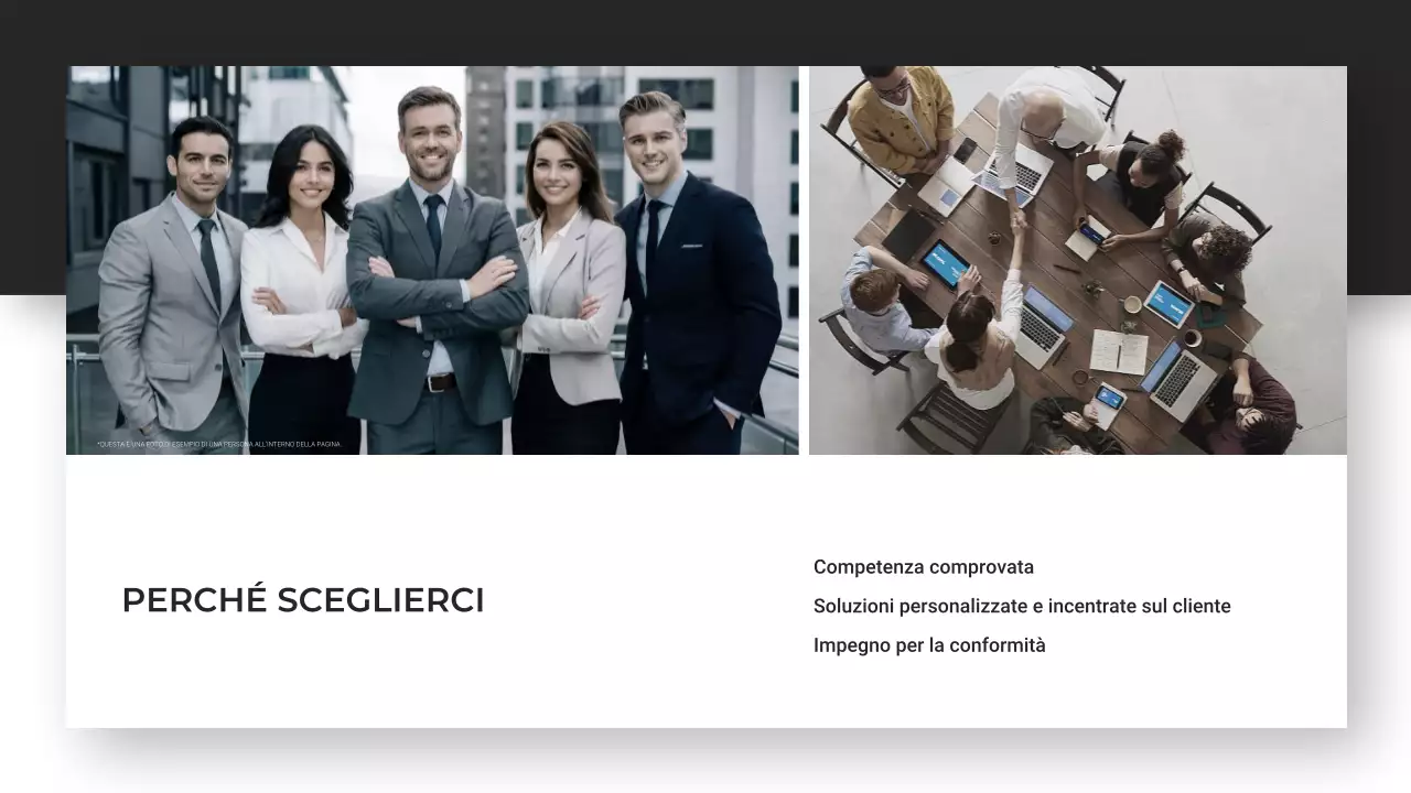 Presentazione di un'agenzia di consulenza minimalista, moderna ed elegante