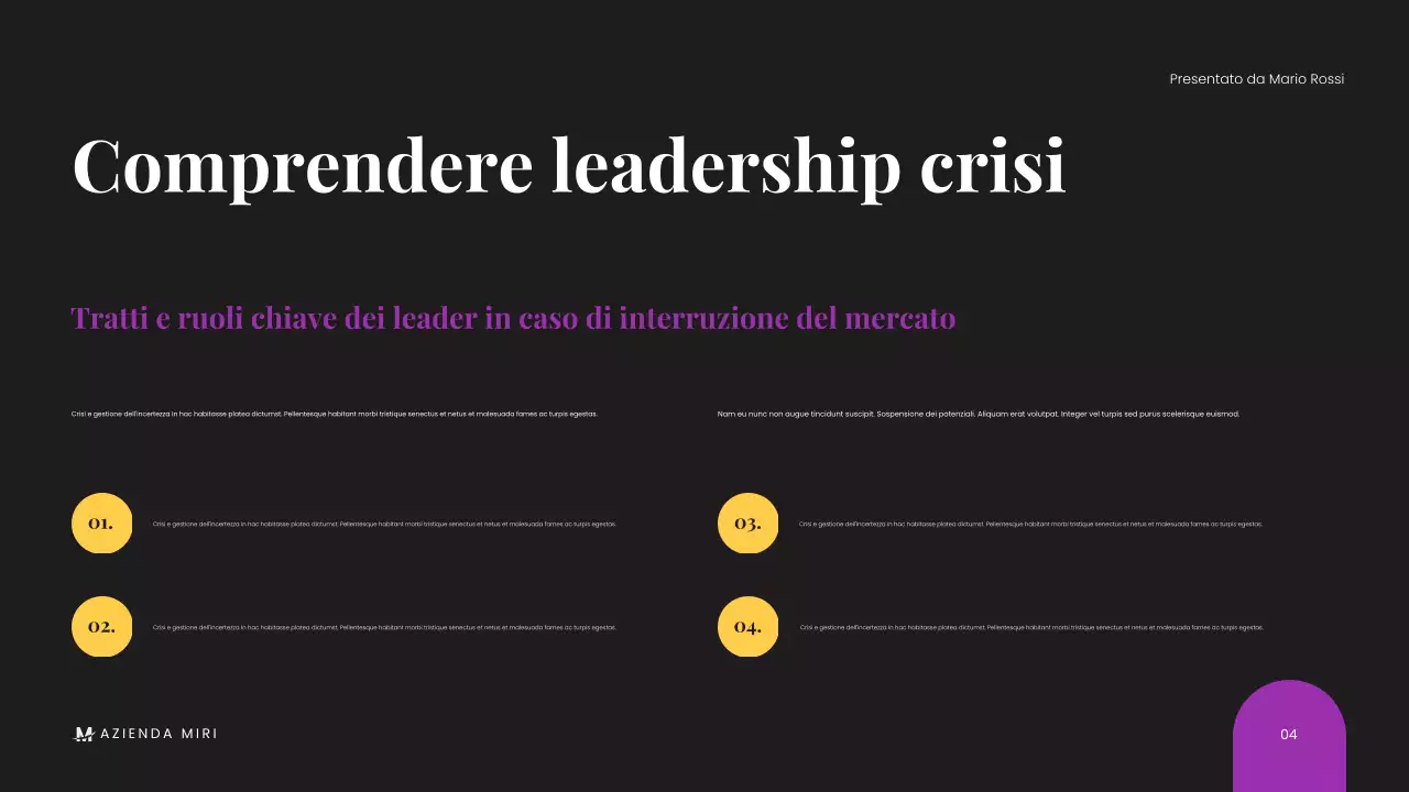 Presentazione aziendale minimalista nera e moderna