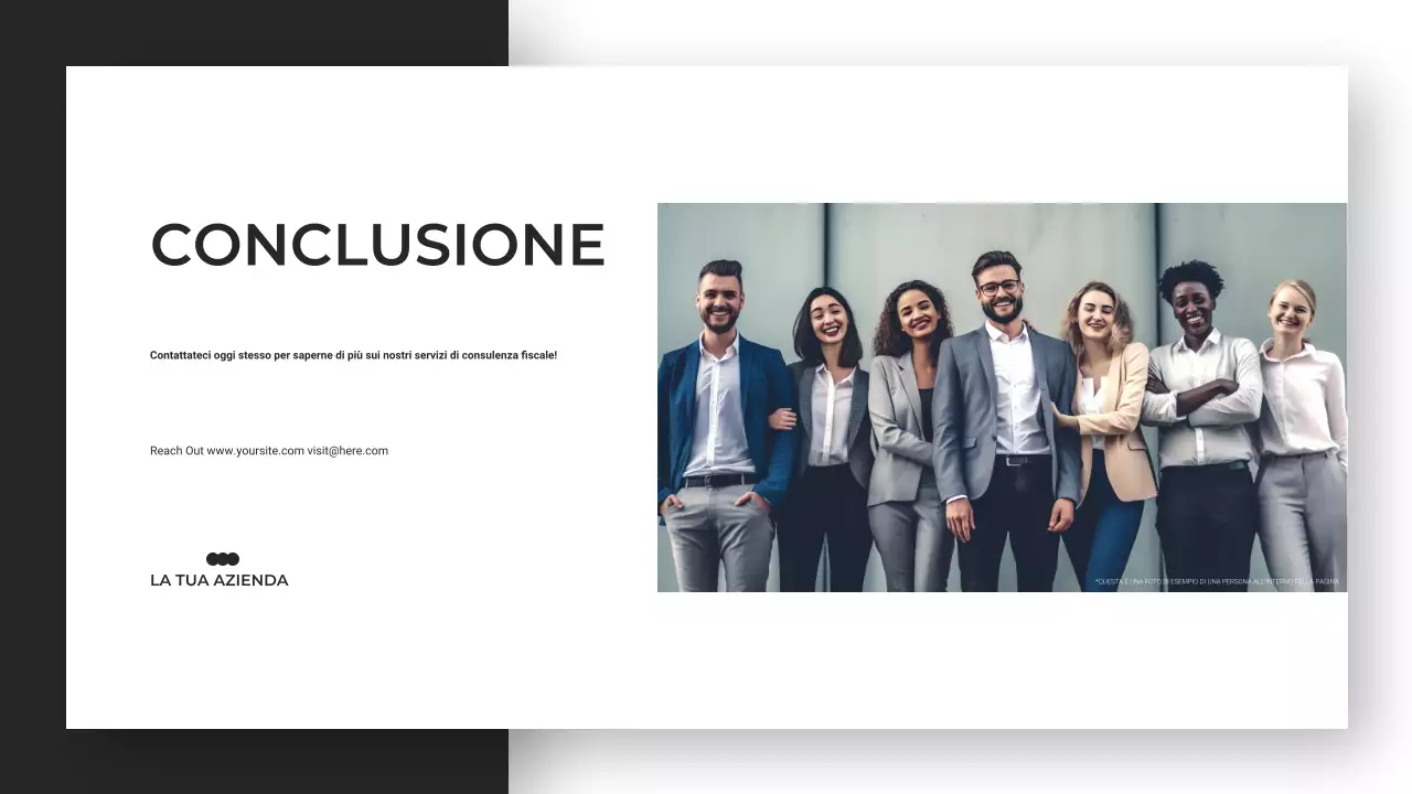 Presentazione di un'agenzia di consulenza minimalista, moderna ed elegante