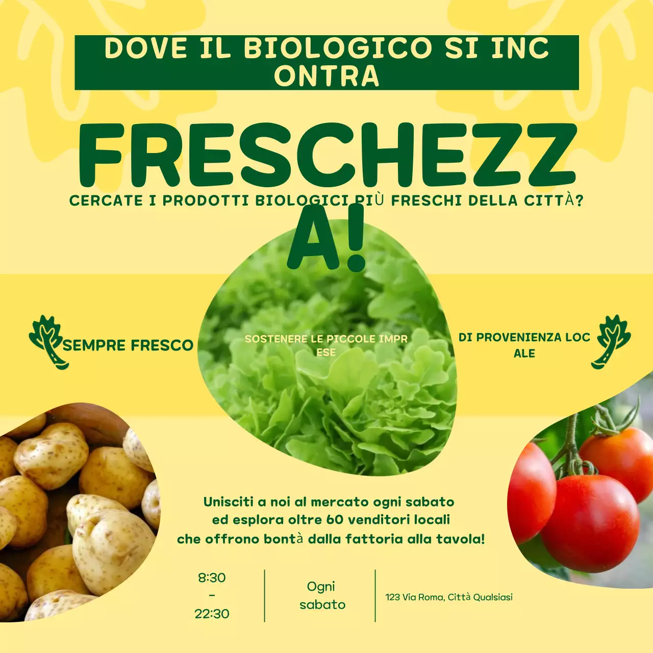 Promozione del mercato degli alimenti biologici in giallo e verde