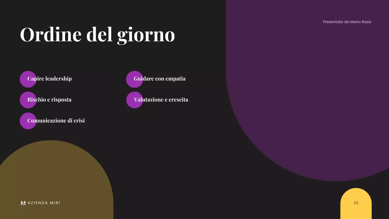 Presentazione aziendale minimalista nera e moderna