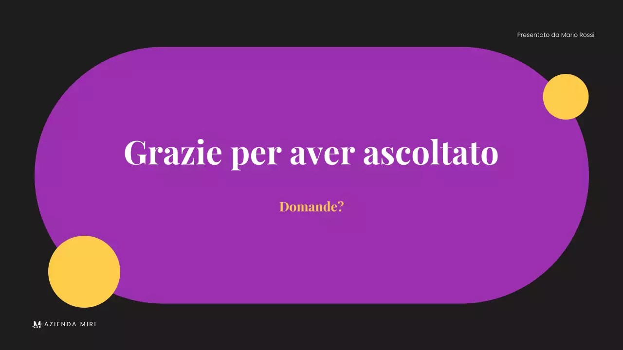 Presentazione aziendale minimalista nera e moderna