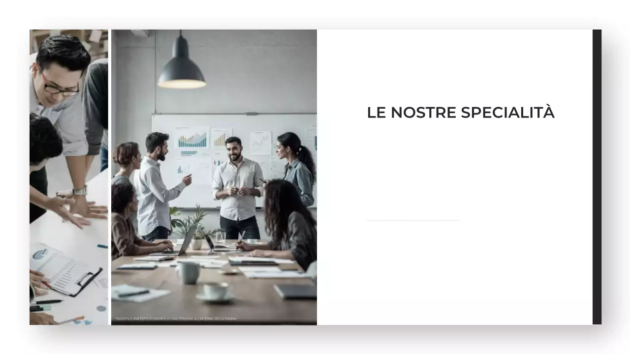 Presentazione di un'agenzia di consulenza minimalista, moderna ed elegante