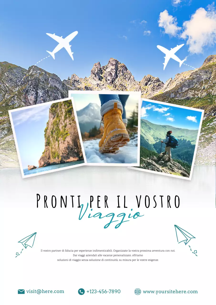 Poster web di promozione turistica moderna blu