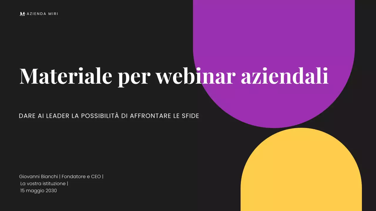 Presentazione aziendale minimalista nera e moderna