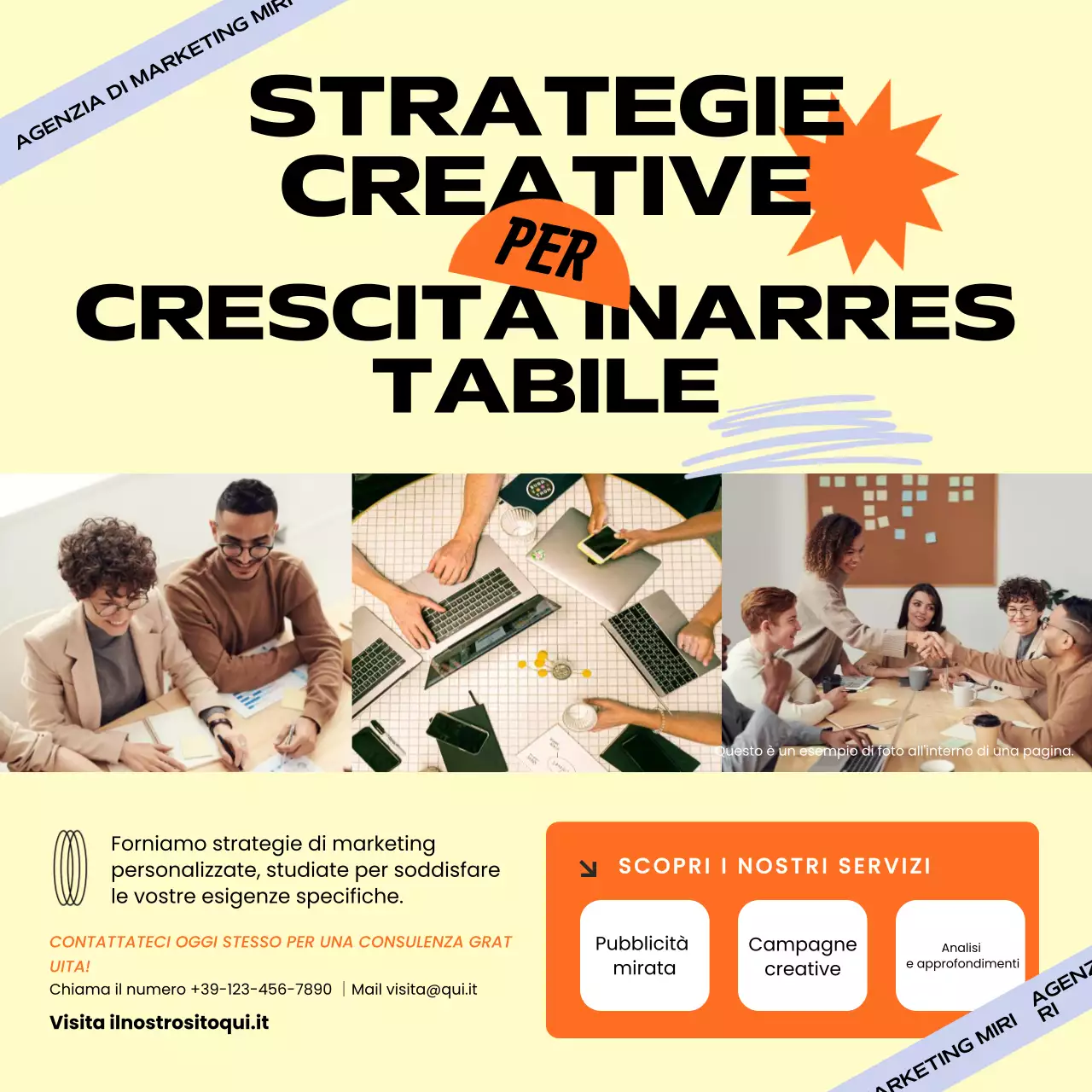 Agenzia di marketing giallo e arancione Servizio Piazza dei social media