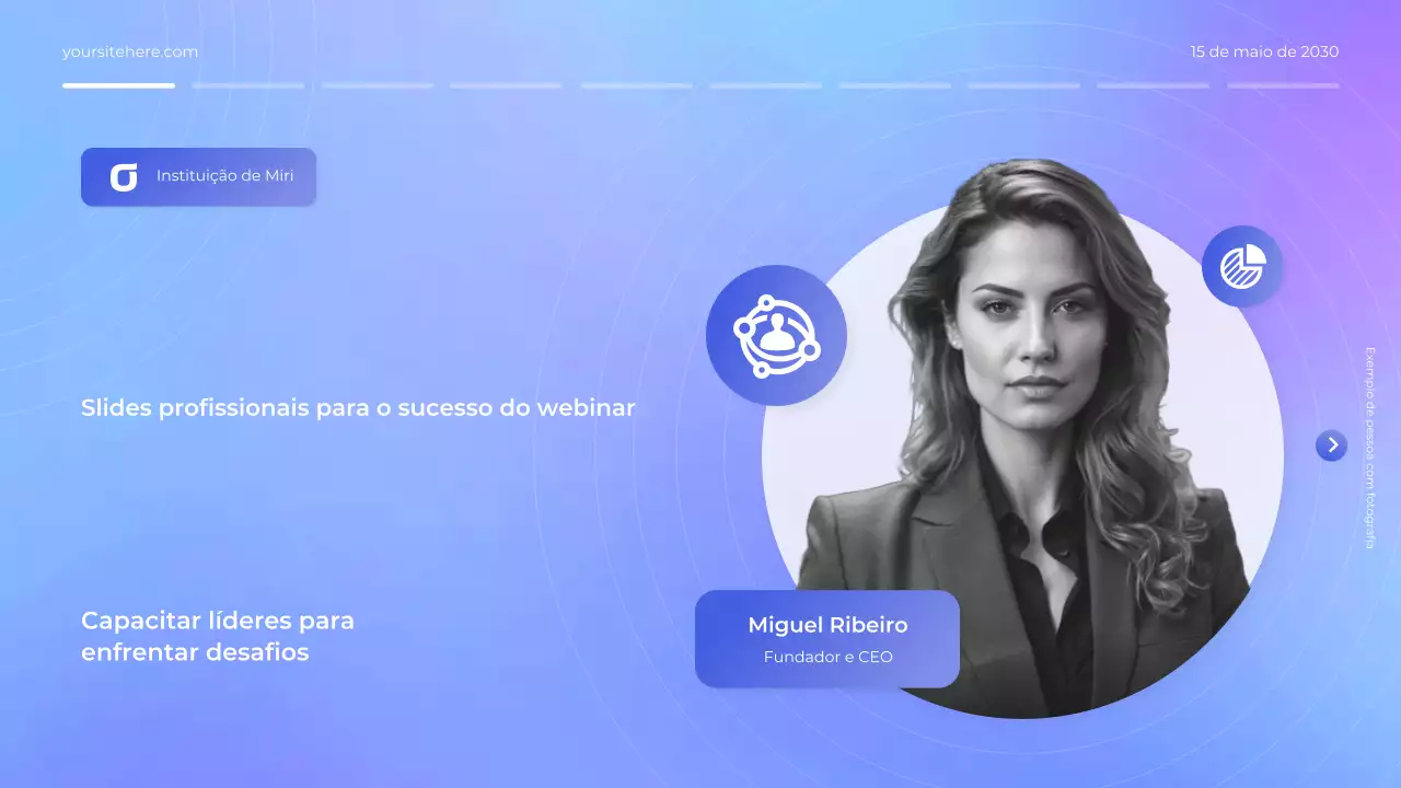 Apresentação do Webinar Moderno Azul e Púrpura