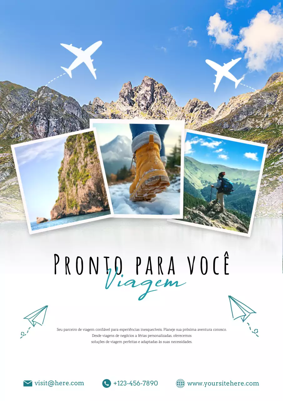 Cartaz Web de promoção de viagens moderno azul