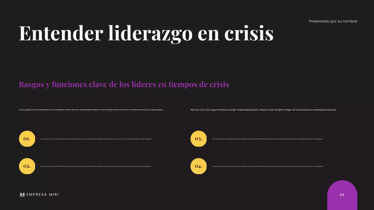Presentación empresarial minimalista, negra y moderna