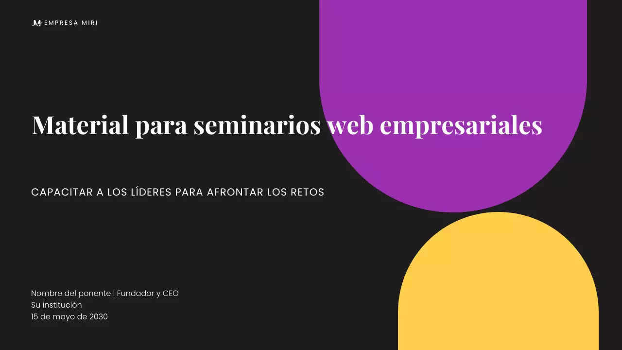 Presentación empresarial minimalista, negra y moderna