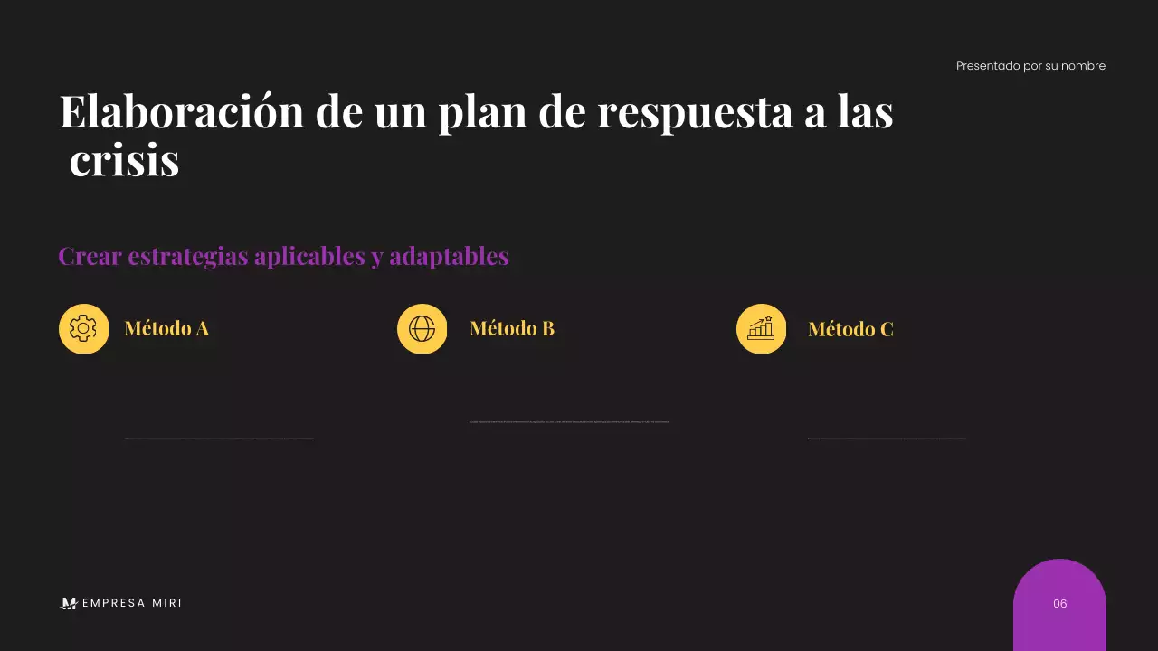 Presentación empresarial minimalista, negra y moderna