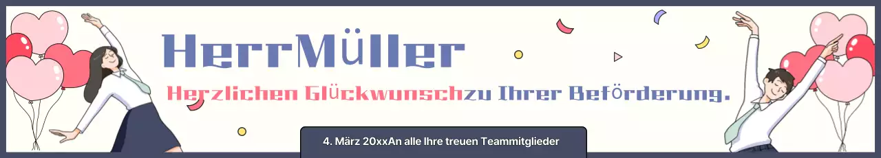 Eine Beförderung in Hellblau feiern