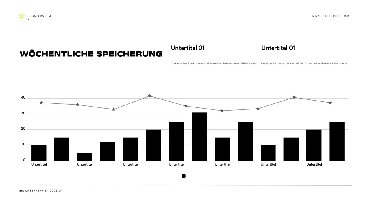 Schwarz-Grün Modernes Marketing KPI-Bericht Präsentation