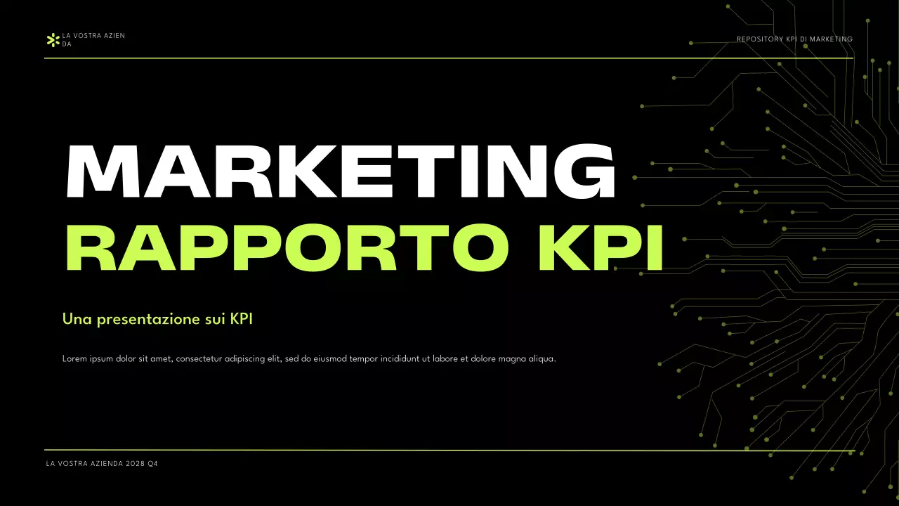 Presentazione del rapporto KPI di marketing moderno verde nero