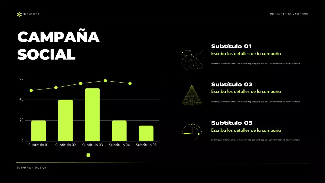 Presentación del Informe KPI de Black Green Modern Marketing