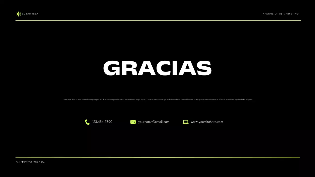 Presentación del Informe KPI de Black Green Modern Marketing