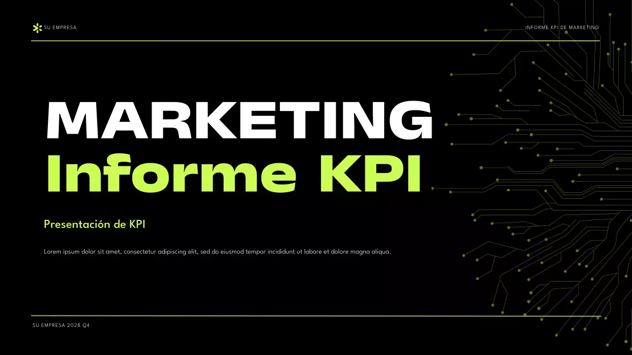 Presentación del Informe KPI de Black Green Modern Marketing