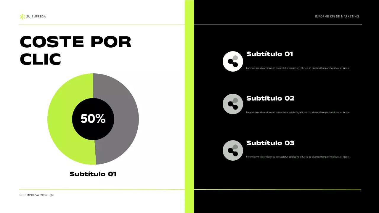 Presentación del Informe KPI de Black Green Modern Marketing