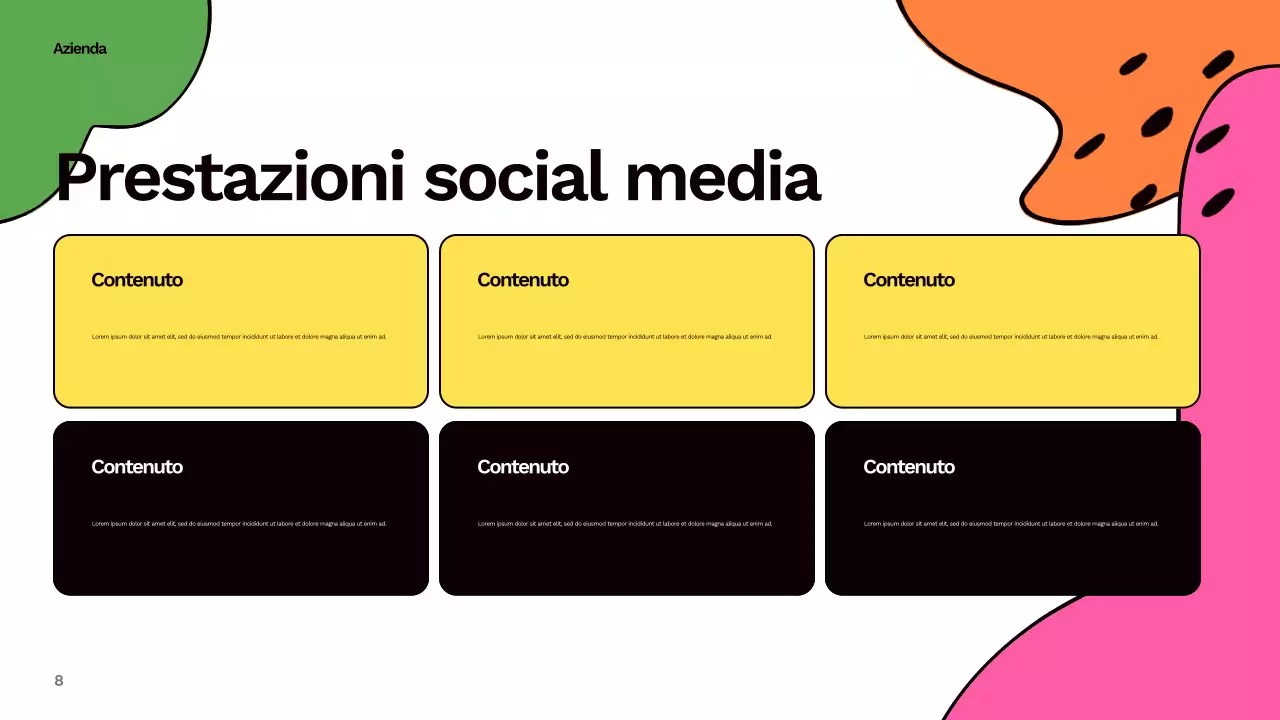 Rapporto astratto e colorato sui social media