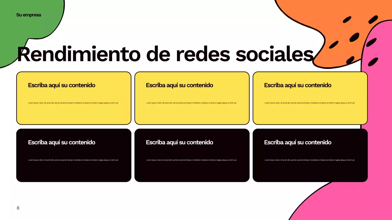 Informe abstracto y colorido sobre redes sociales