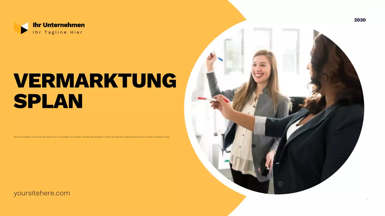 Gelber moderner Marketingplan
