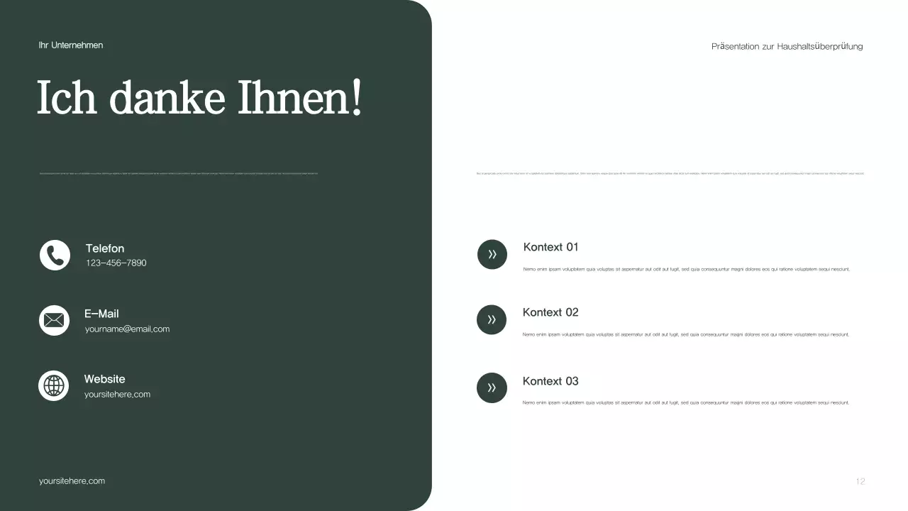 Grüner moderner Haushaltsbericht