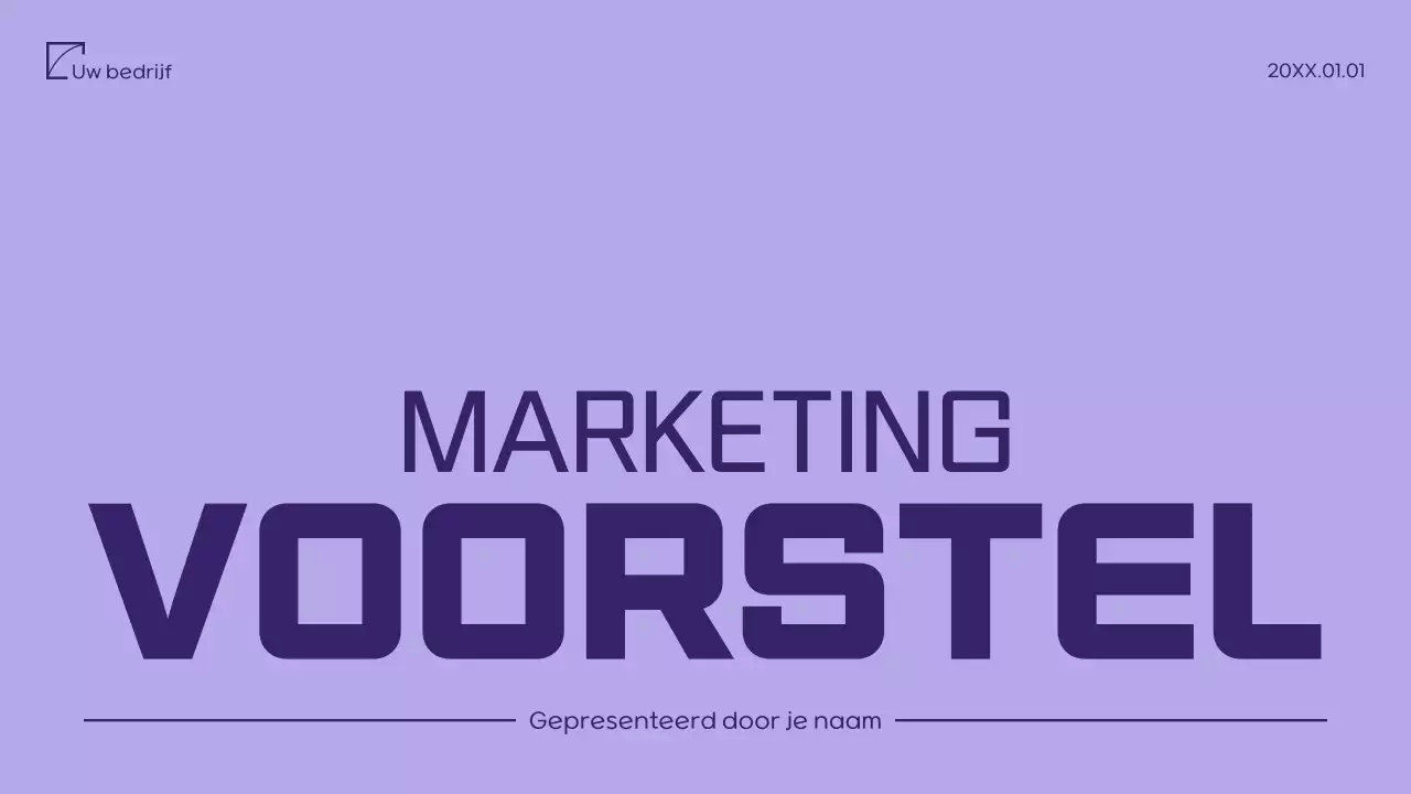 Paars minimalistisch marketingvoorstel