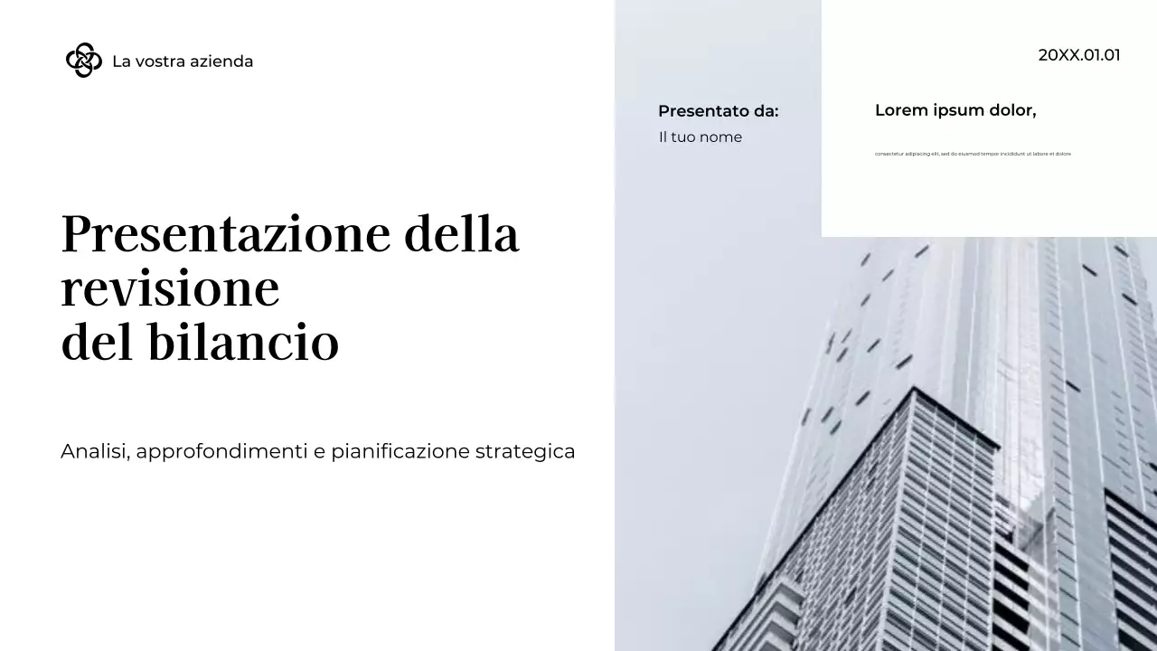 Presentazione della finanza moderna in bianco