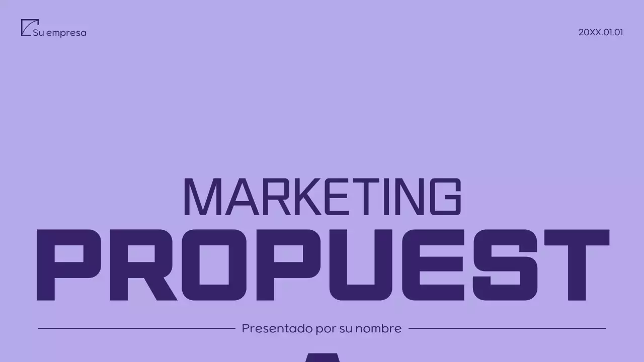 Documento minimalista morado de propuesta de marketing