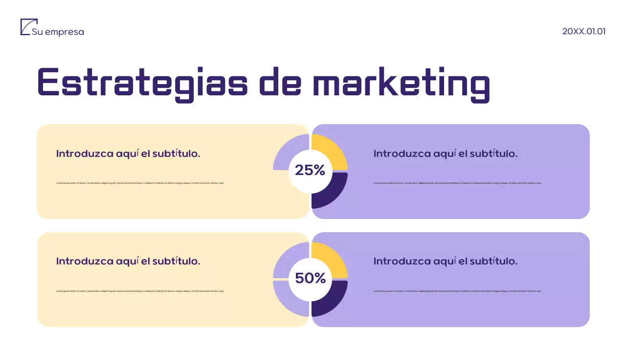 Documento minimalista morado de propuesta de marketing