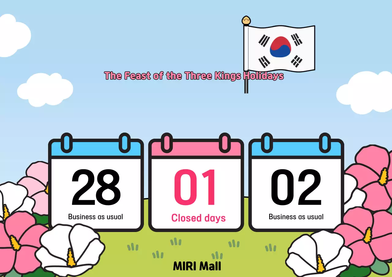 Pemberitahuan Penutupan Hari Tiga Raja dengan Warna Biru Muda