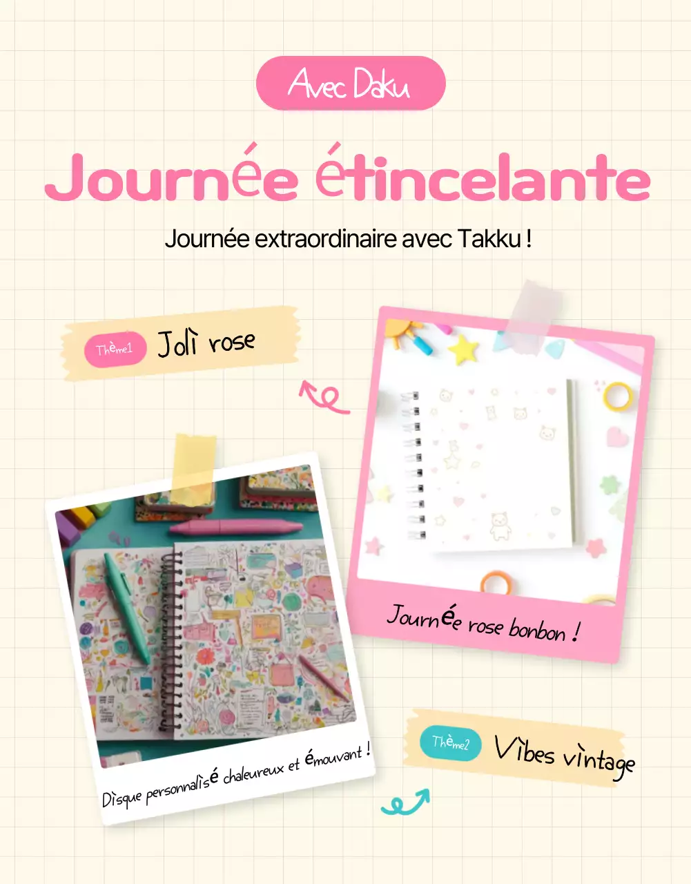 Exposition de l'agenda rose mignon