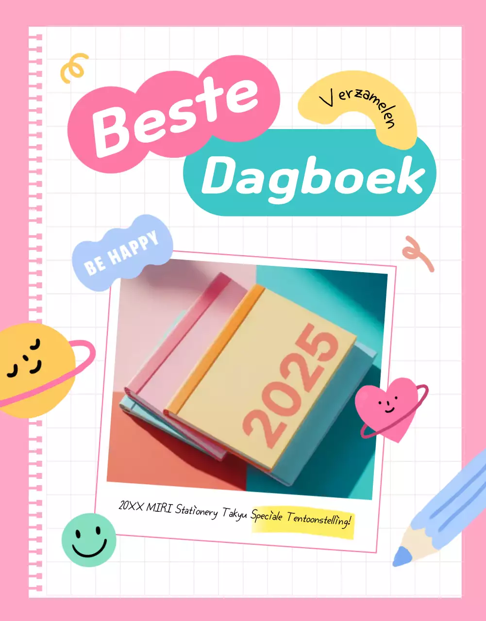 Roze Schattig Dagboek Tentoonstelling