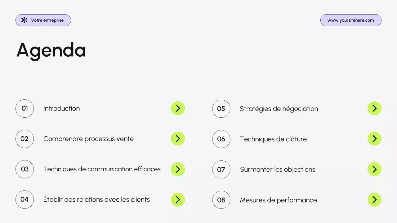 Présentation d'entreprise moderne en violet