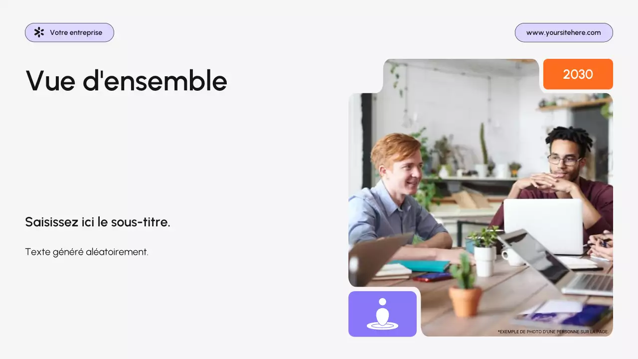 Présentation d'entreprise moderne en violet
