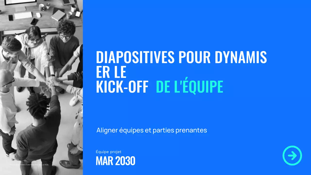 présentation de l'événement de l'équipe moderne bleue