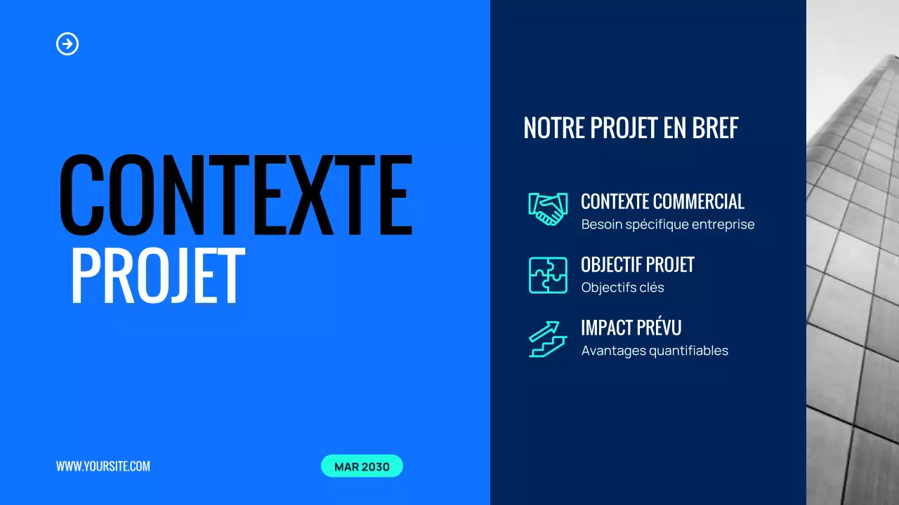 présentation de l'événement de l'équipe moderne bleue