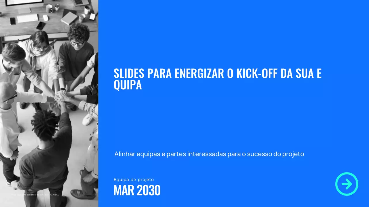 apresentação do evento da equipa moderna azul