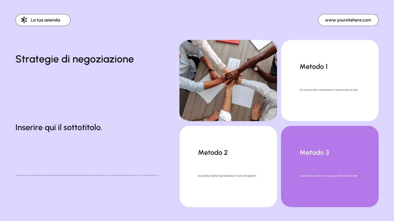 presentazione aziendale moderna di colore viola