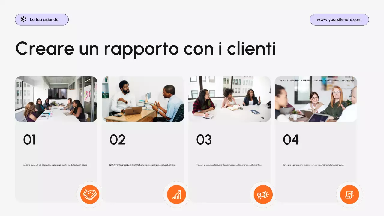 presentazione aziendale moderna di colore viola