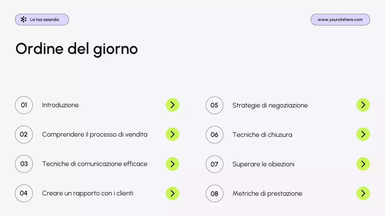 presentazione aziendale moderna di colore viola