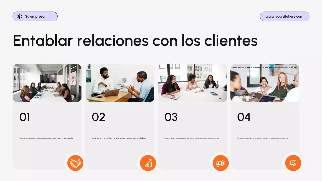 presentación de empresa moderna de color púrpura