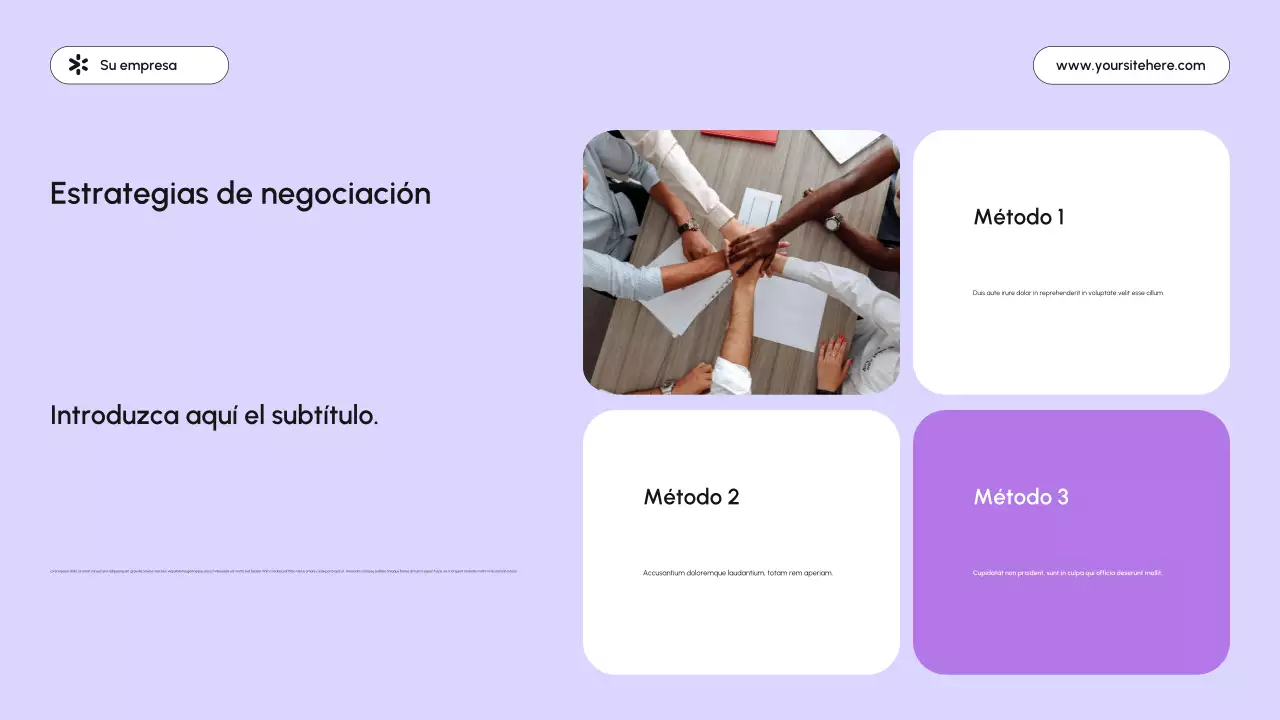 presentación de empresa moderna de color púrpura