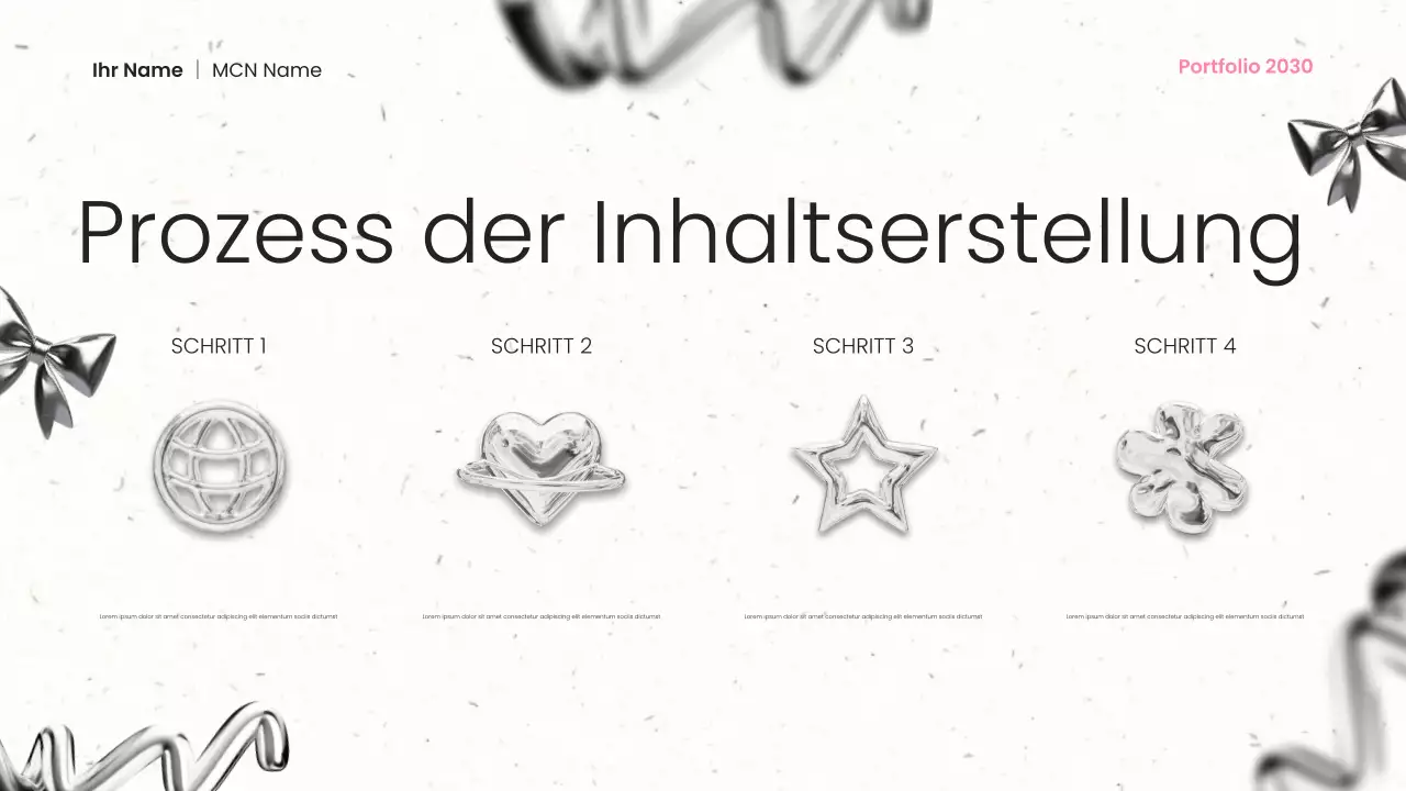 Schwarzes Metall und rosa moderne Content Creator Portfolio Präsentation