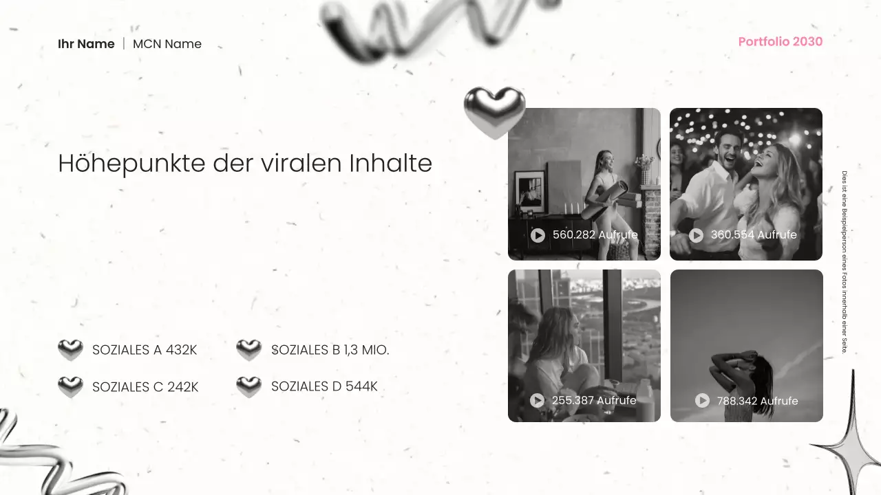 Schwarzes Metall und rosa moderne Content Creator Portfolio Präsentation