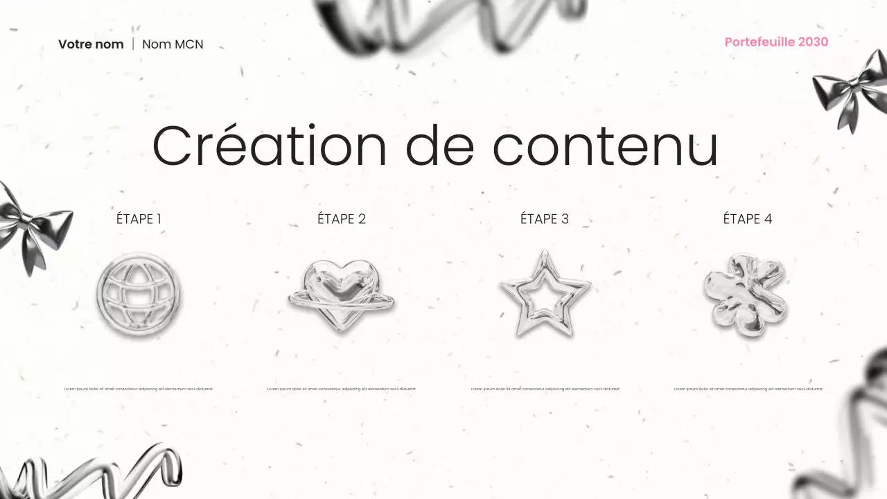 présentation du portfolio d'un créateur de contenu moderne en métal noir et rose