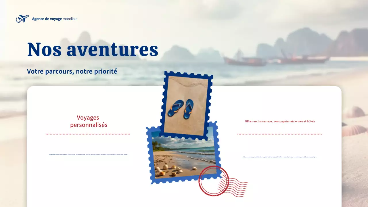 publicité de voyage moderne bleue